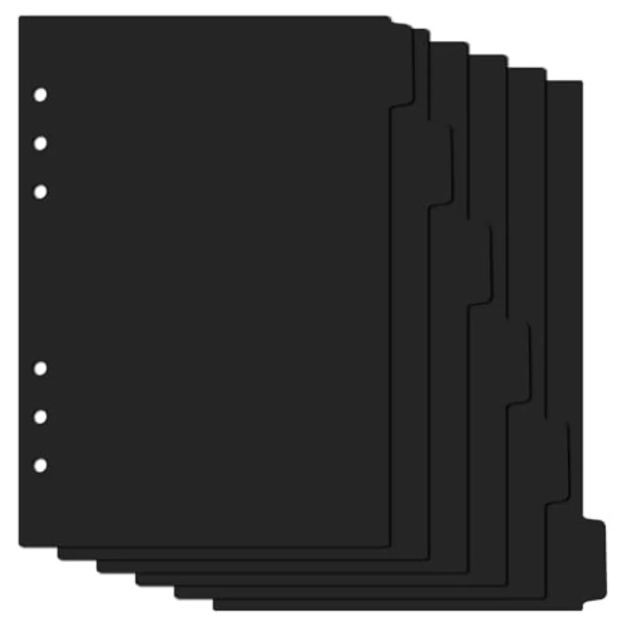 

6-Ring Binder Plastic Divider Set, 6 Tab Binder Dividers A5 Insertable Binder Dividers Suitable for Notebooks and Binders