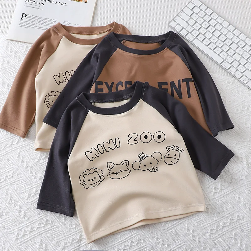 Autumn Baby Boys Girls Long Sleeved T-shirt Children Korean Clothing Top Pullover Casual Kids Blouse O-Neck Bottom Shirt 1-6 Yrs