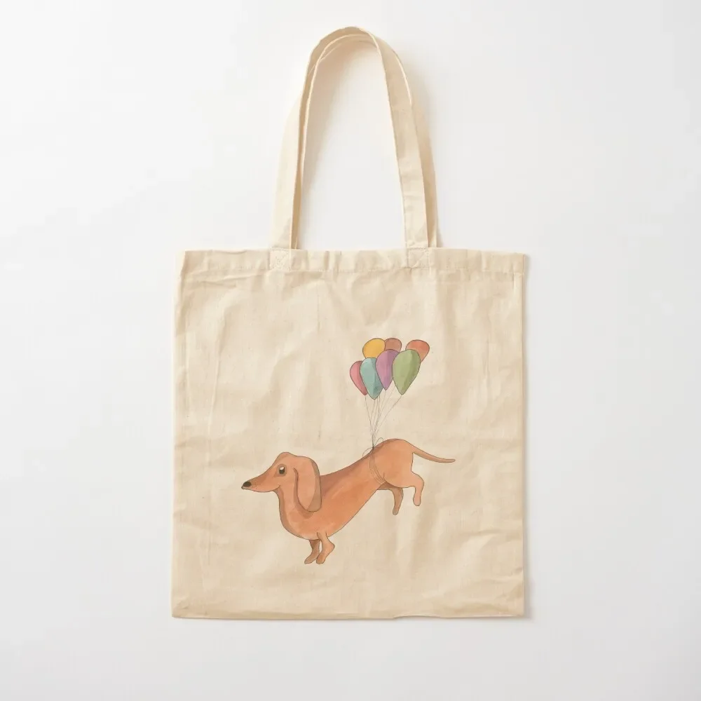 

Watercolor of a Daschund Dog being lifted by balloons Tote Bag Women's tote bag sac pour femme Beach bag