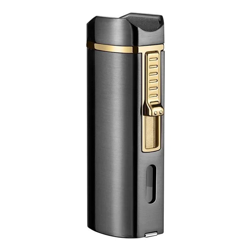 New Luxury Cigar Lighter Torch Metal Windproof Straight Jet Butane Lighter Smoking Cigar Accessories Cigar Punch Men's Gifts