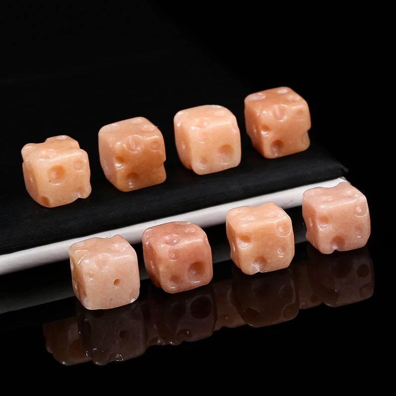 1 Pc Natural Alxa Agate Carved Cheese Shape Cube Bead With Hole 10mm For Jewelry Making Diy Necklace Bracelet Accessory Finding