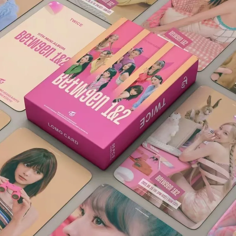 55Pcs/Set Kpop Photocards TWICE Cute Lomo Cards Stars Album Print HD Between Double Side Fans Gift Photocards Lomo Card