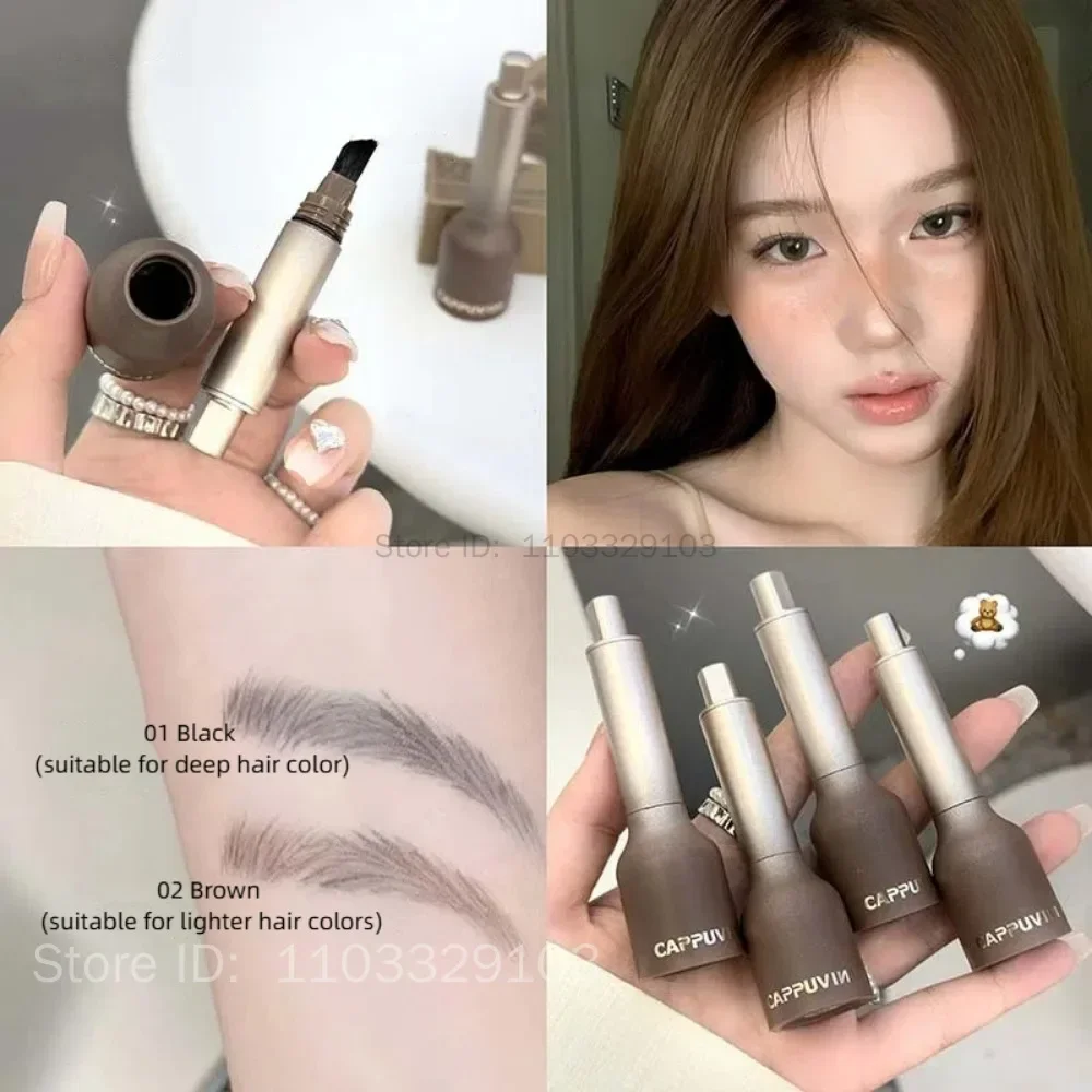 Dual-ใช้สีดํา Liquid Eyebrow ปากกาเส้นผมย้อมสี Stick ที่แตกต่างกันรากป่าคิ้ว Tattoo Quick Filling Outline Shadow แต่งหน้า