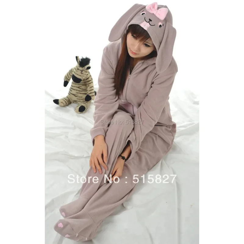 جديد الكبار للجنسين الحيوان جميل رمادي أرنب القدمين منامة ملابس النوم تأثيري ملابس خاصة