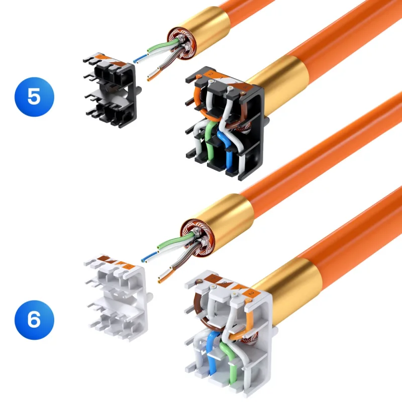 Linkwylan  Network Insulation Displacement LSA CAT 6A  Connector LAN STP Zinc Alloy Tool-free Silver Connected 2 Cables