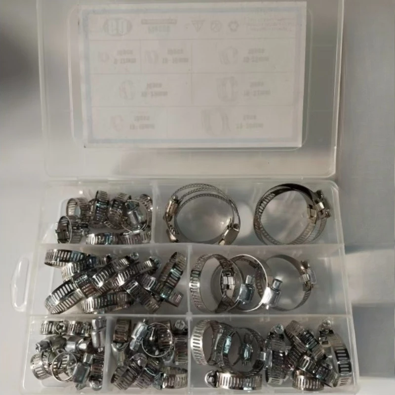 60pcs 6-38mm Adjustable Stainless Steel Screw Band Hose Clamps Car Fuel Hose Clamps Pipe Clamp Worm Gear Clip Hose Clamp