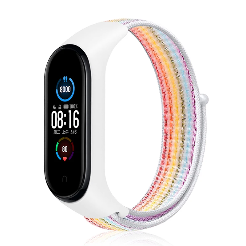 Nylonowy pasek pętelkowy do Xiaomi Mi Band 7 6 5 4 3 bransoletka do zegarka Miband wygodna bransoletka sportowa opaska Mi band 7 6 5 4 3