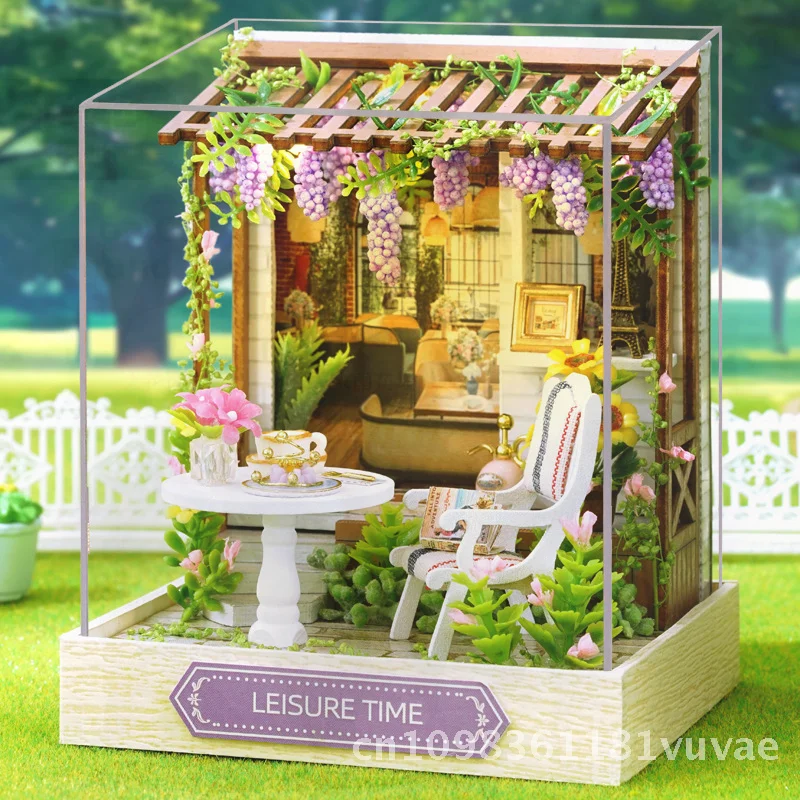 DIY Zhiqu House - Happy One Pavilion Moon Magic Dessert Time & Afternoon Tea Rotary Food Building Set for Adults Wooden Model