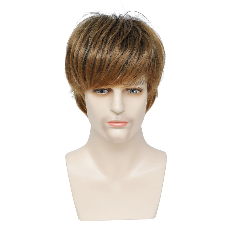 باروكة قصيرة من الحرير الطبيعي الطبيعي عصرية للرجال أوروبية وأمريكية بسعر خاص لعام 2025، باروكة من الألياف الاصطناعية