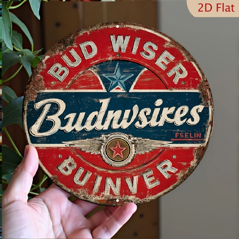 Placa de Metal 2D Budweiser Vintage Retrô para Bar, Pub, Cervejaria, Placa de Lata Americana Rústica, Arte de Parede, Decoração para Casa e Garagem, Presente