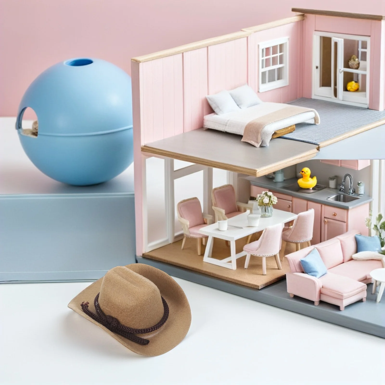 4 Stuks 8Cm Mini Cowgirl Hoeden Stevig Polyester Westerse Stijl Dress Up Caps Voor Halloween Kerst Decoratie Mini Cowgirl hoed