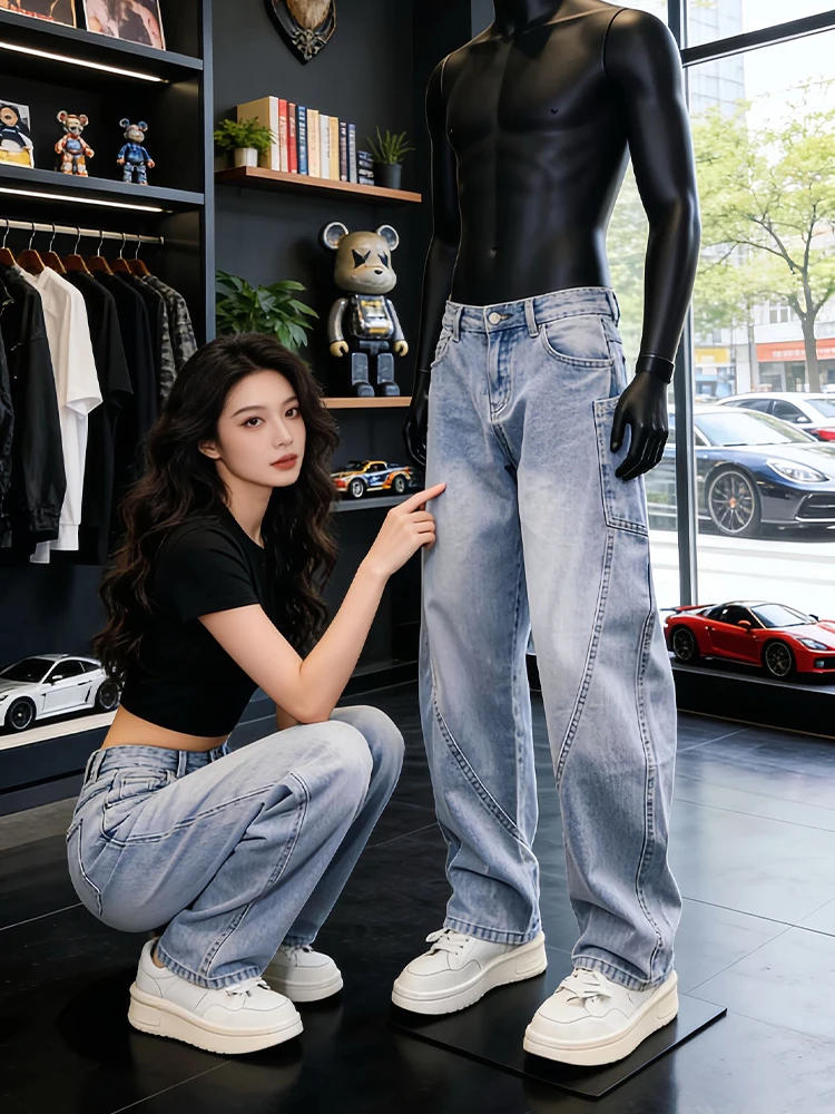 

American Sle Slim Fit Straight Leg Workwear Jeans Men Summer Thin Cool High Waist Vintage ket Detail No Ironing Required