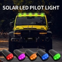 5Pcs/Set Solar Powered Cab Lights White Yellow 7 Colors Punch-Free Solar Powered Cab Lights Remote Control Wireless Roof Lights