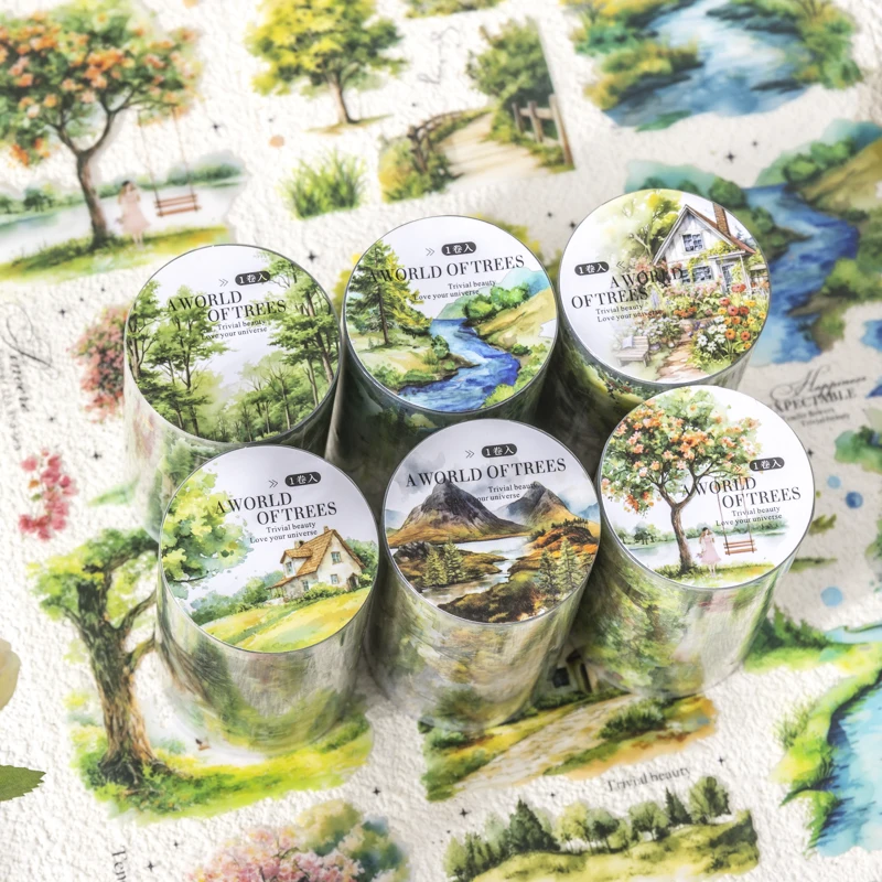 1 Roll The Tree Scenery Series Tapes Scrapbooking Stickers Perfect for Collage Journaling Craft Diy Supplies