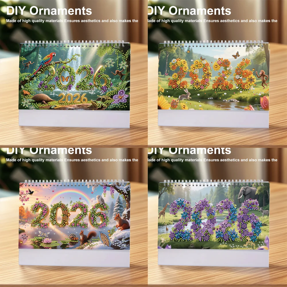 

5D календарь с алмазной живописью 2026 креативный бумажный календарь DIY Алмазное искусство ремесла настольные календари для украшения домашнего офиса