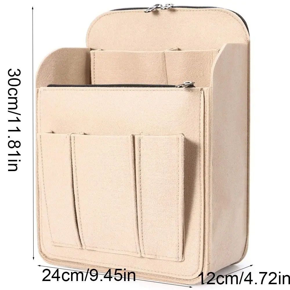 Vilten rugzak-organizer inzetstuk Multi-pocket Multi-layer inzetstuk Cosmetische tas Grote capaciteit Effen kleur Rugzak-inzetstuk Buiten