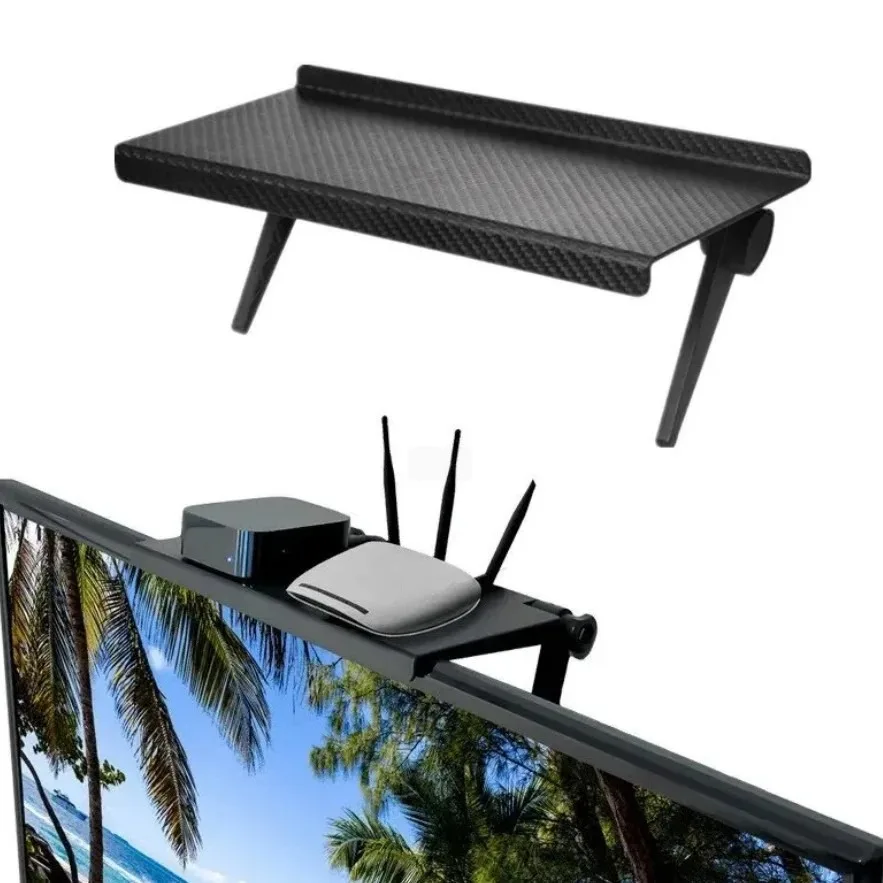 Computer and TV Screen Storage Rack Tv Wall Support Adjustable Screen Top Shelf Router Storage Holder Home Organizer JYSNJ01
