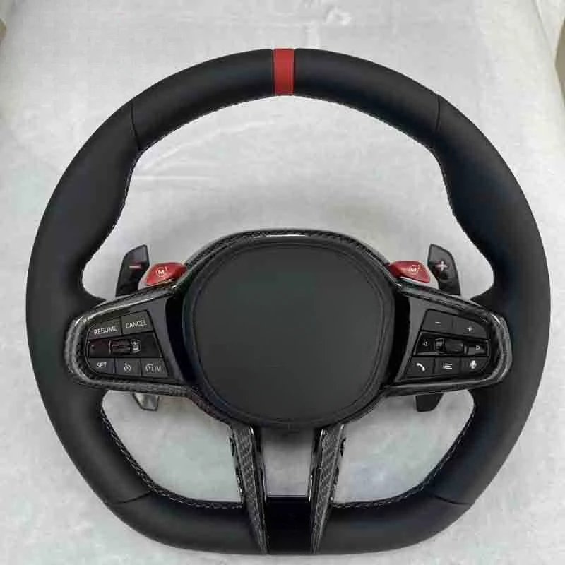 For BMW F Chassis G Chassis Modified CS Style Leather Carbon Fiber Steering Wheel With  Horn Cover