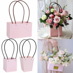 1 pz portatile scatola di fiori di carta pratico sacchetto regalo con Handhold matrimonio rosa scatola regalo festa scatola di imballaggio torta di caramelle per il compleanno