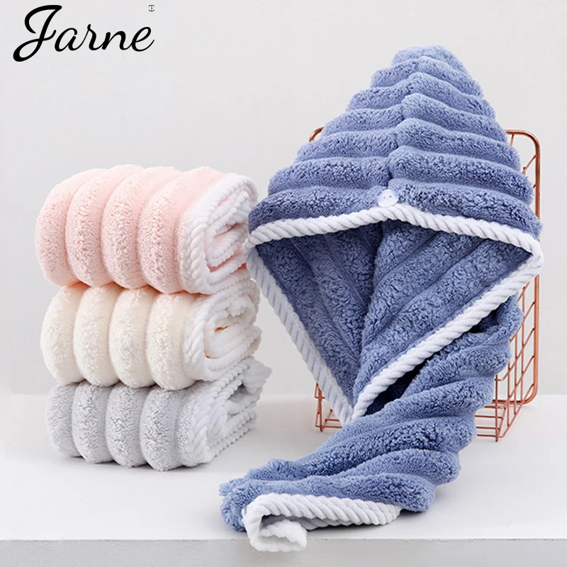 

Dry hair cap absorbent coral fleece padded double-layer hair care shower cap cute embroidery hair towel Towel Hair Cap