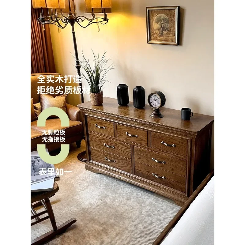 Classic American all-solid wood seven-chest cabinet red oak bedroom locker FAS grade environmentally friendly drawer storage cab