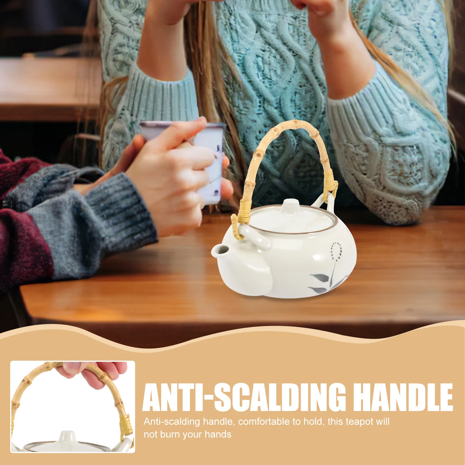 

1Set Premium Ceramic Tea Pot Delicate Multifunctional Coldresistant Vintage Decorative Teapot for Home Hotel Home Teapot