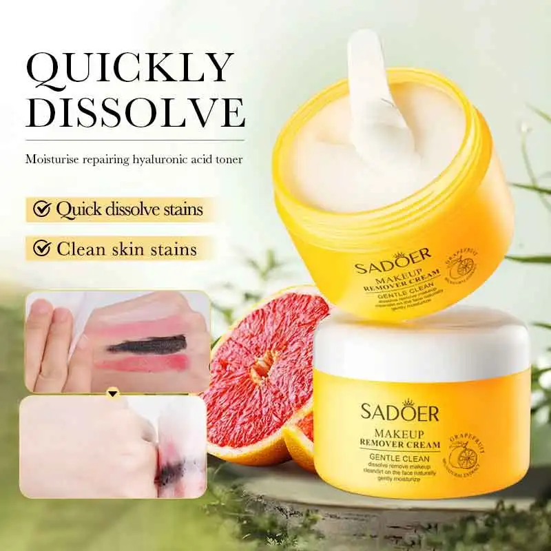 SADOER Grapefruit Deep Cleaning Makeup Remover Quickly Dissolve Stubborn Makeup, and Without Residue.