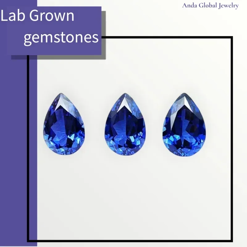 

L-Lab выращенный сапфир грушевидной огранки королевского синего цвета AAA + драгоценные камни в консоле для установки ювелирных изделий и индивидуального дизайна, сертификат на выбор