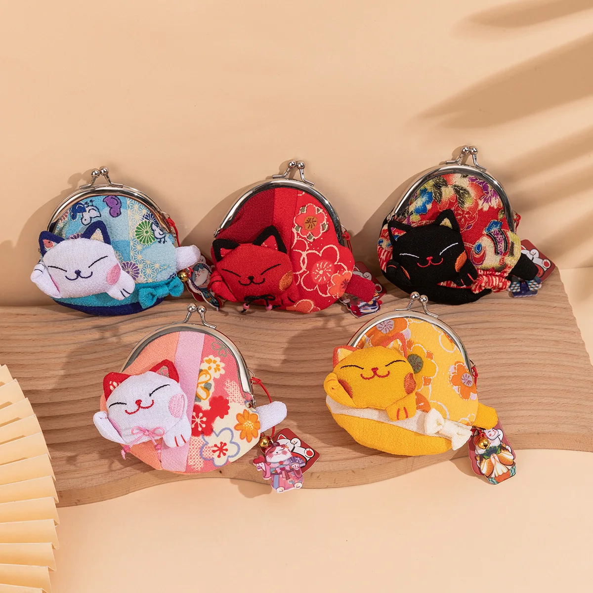 

Retro Kitten Wallet Mini Bag Women's Coin Purse Cute Cartoon Short Wallet Canvas Women's Clutch