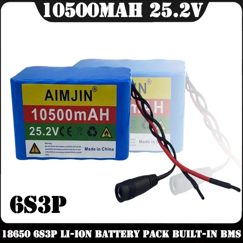 

2024 NEW 6S3P 25.2V 10500mAh 18650 Li-ion Battery Pack Built-in BMS Suitable for 10.5ah Electric Bikes Etc 24v Lithium Battery