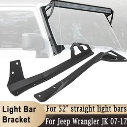 52 inch Straight LED Light Bar Bracket For Jeep Wrangler JK 2007-2017 Off-Road Upper Windshield Work Light Mount Holder Kit
