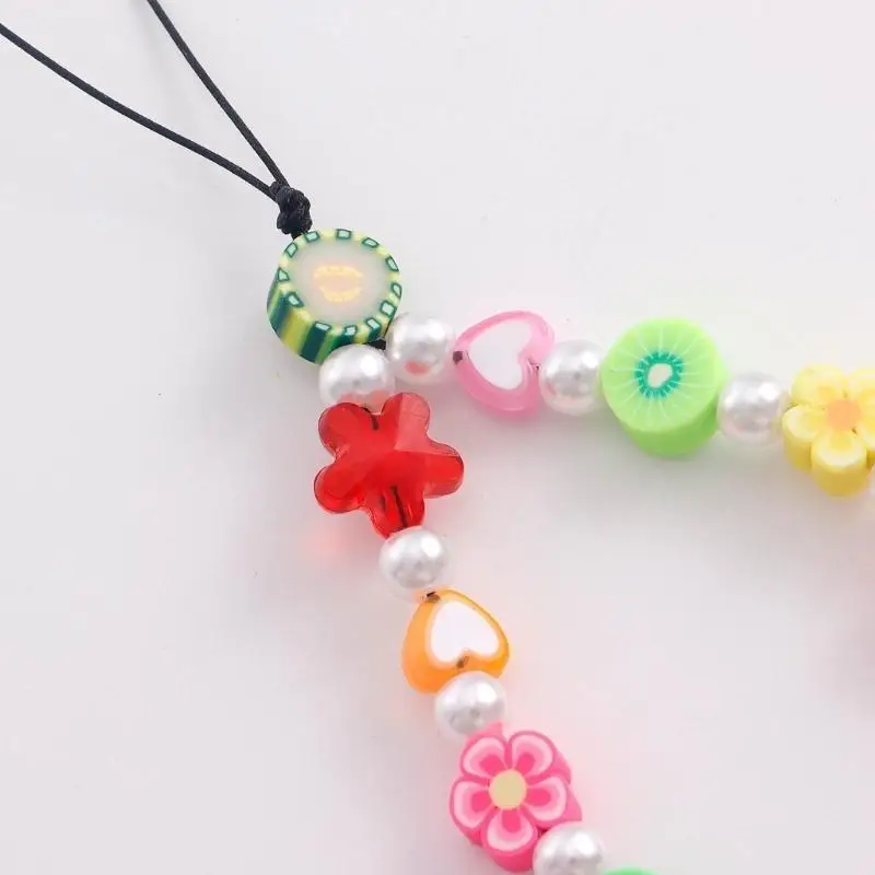 A52E Regenbogen-Perlen-Telefonanhänger, modischer Schlüsselanhänger, Regenbogen-Perlen-Telefon-Lanyard – Detail 4