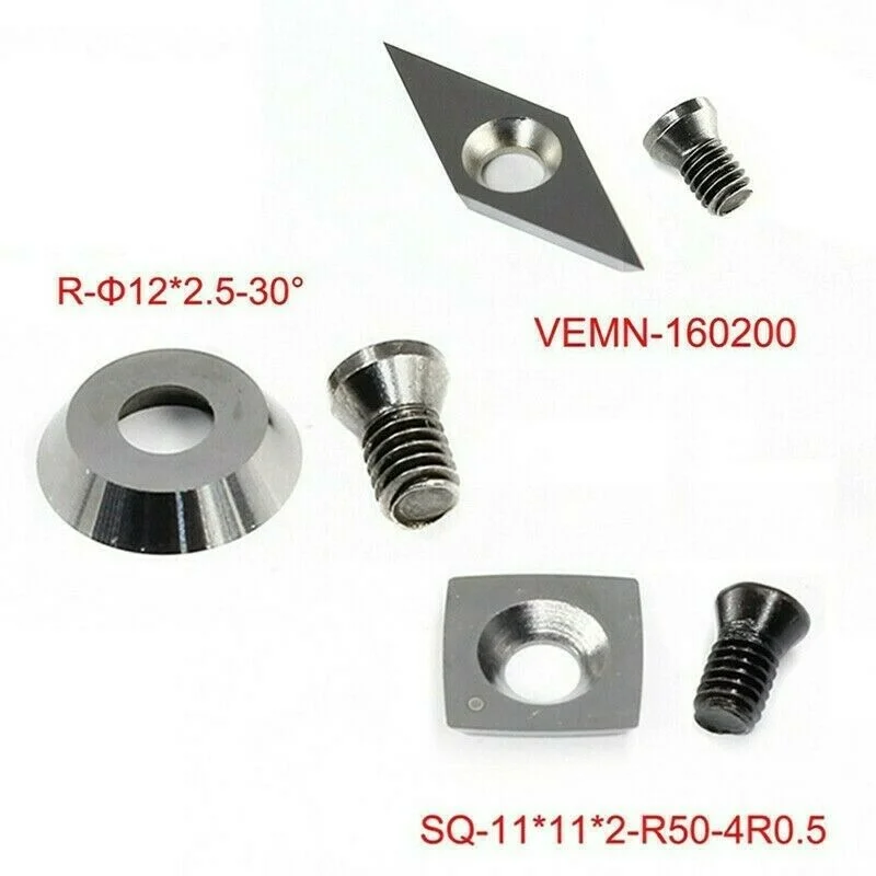 12pcs Carbide Tips Inserts Blades Cutters Knives Replacement Blade Set For Chisel Cutter DIY Wood Turning Lathe Holder Tool