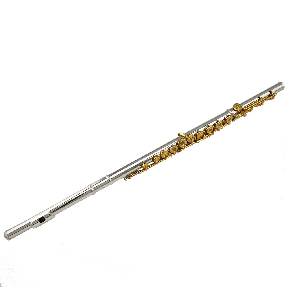 High Grade 17 open hole Silver plated body Gold plated key flute