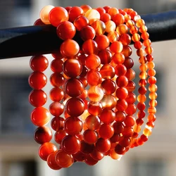 Vintage Sardonyx Carnelian 4mm 6mm 8mm 10mm Natural Stone Round Beaded Bracelet For Men & Women Bohemian Handmade Jewelry