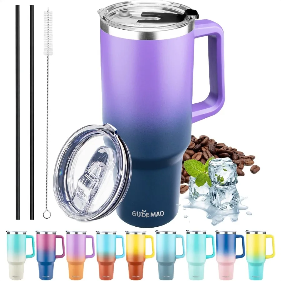 

40 oz Tumbler with Handle Insulated Tumbler with Lid and Straw Reusable Stainl Steel Vacuum Insulated Cup 100 Leak Proof Therma