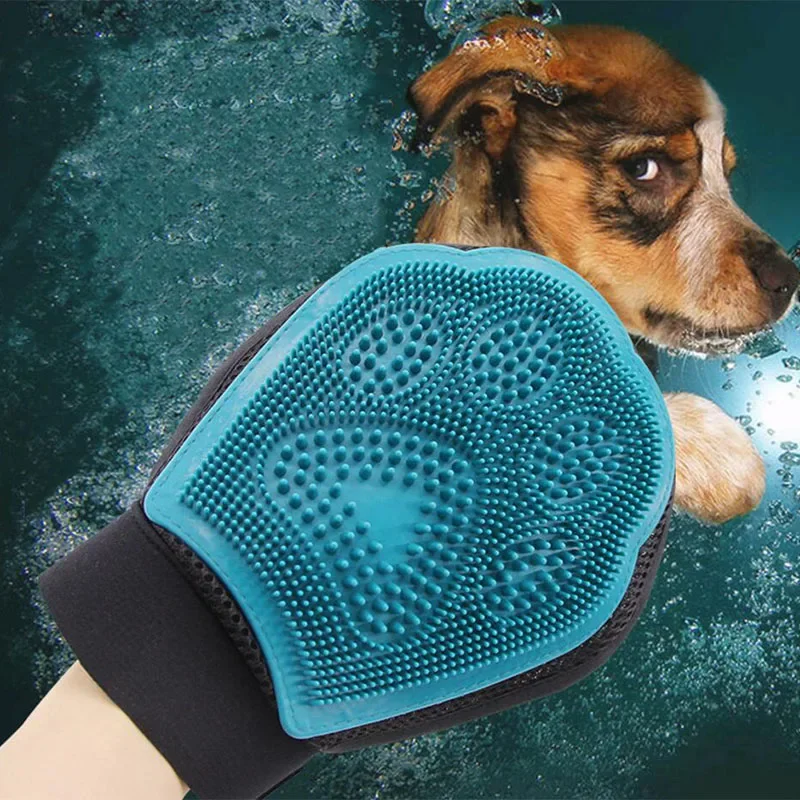 Dog Cat Hair Comb Cleaning Brush Comb Both Sides Massage Hair Removal Dog Bath Glove Blue Pet Grooming Products