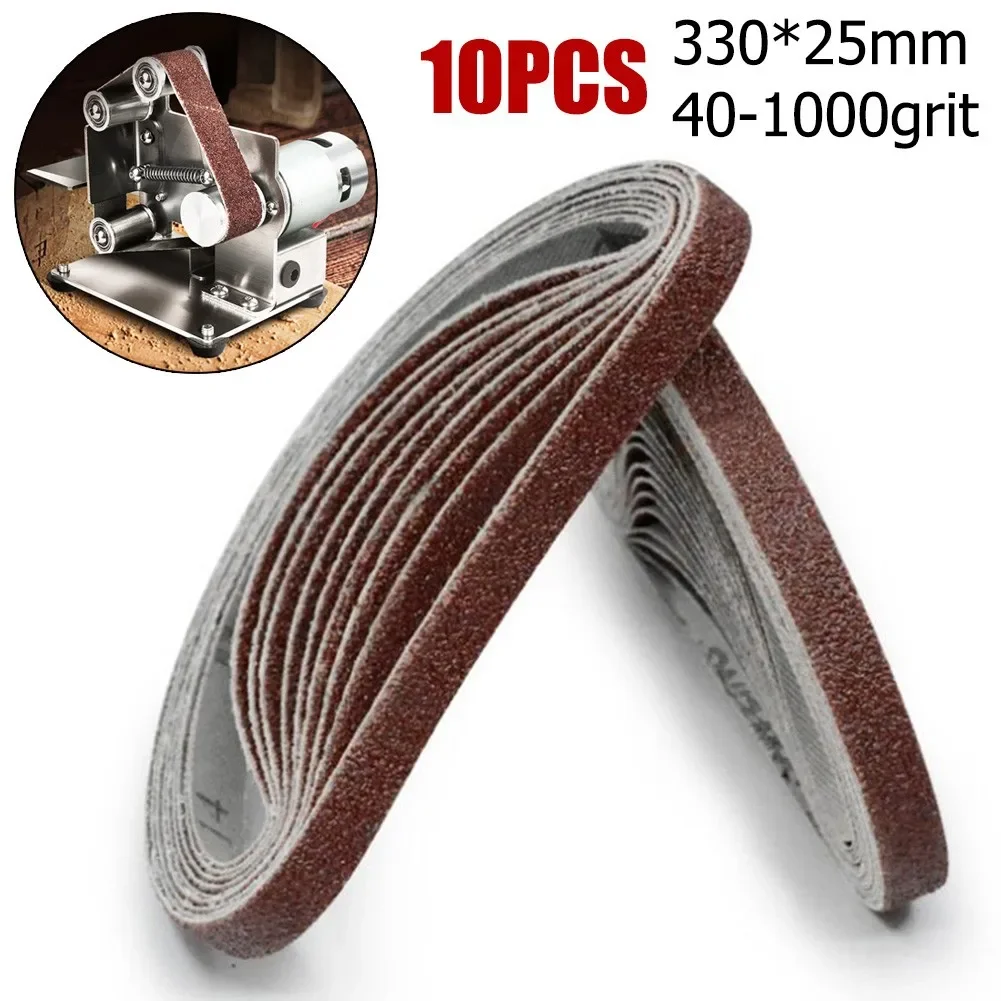 10pcs Sanding Belts 40-1000Grit 25x330mm Wood Soft Metal Grinding Polishing Sandpaper Abrasive Bands For Angle Grinder Tools