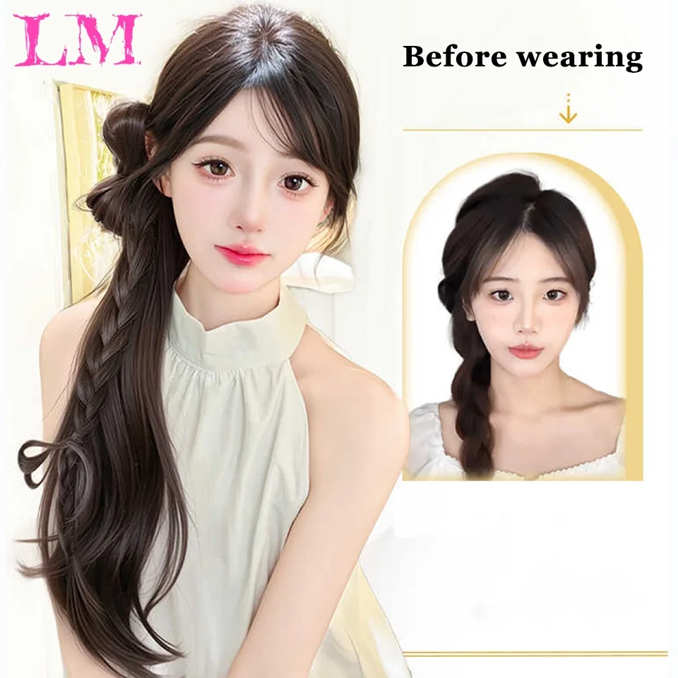 LM Synthetic Claw Clip Ponytail Hair Extensions Synthetic Wave Ponytail Hairpieces with Hair Synthetic Hair Pins for Women Daily