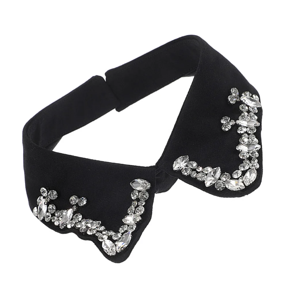

False use Fashionable Women Prom White Collar Rhinestone Cloth Soft Detachable Collar Comfort Lightweight Portable