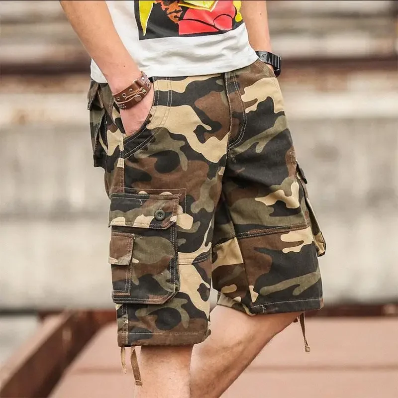 Streetwear Casual Camouflage Cargo Shorts Summer Baggy Military Vintage Pockets Male Tactical Outdoor Sports Short Pants B219