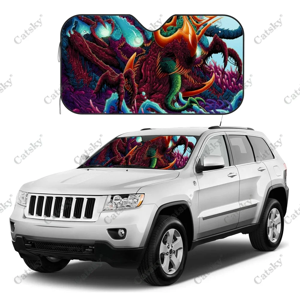 wild Hyper Beast Car Sunshade Interior Accessories Folding Sunscreen Anti-UV Pattern Printing Gift Sunshade