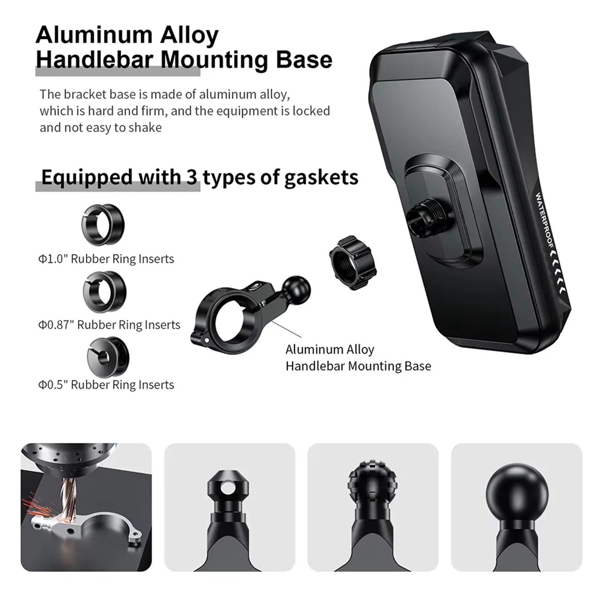 ARY-fHandlebar جراب هاتف حقيبة شاشة تعمل باللمس دراجة نارية حامل هاتف دوران 360 درجة لركوب الدراجات #5