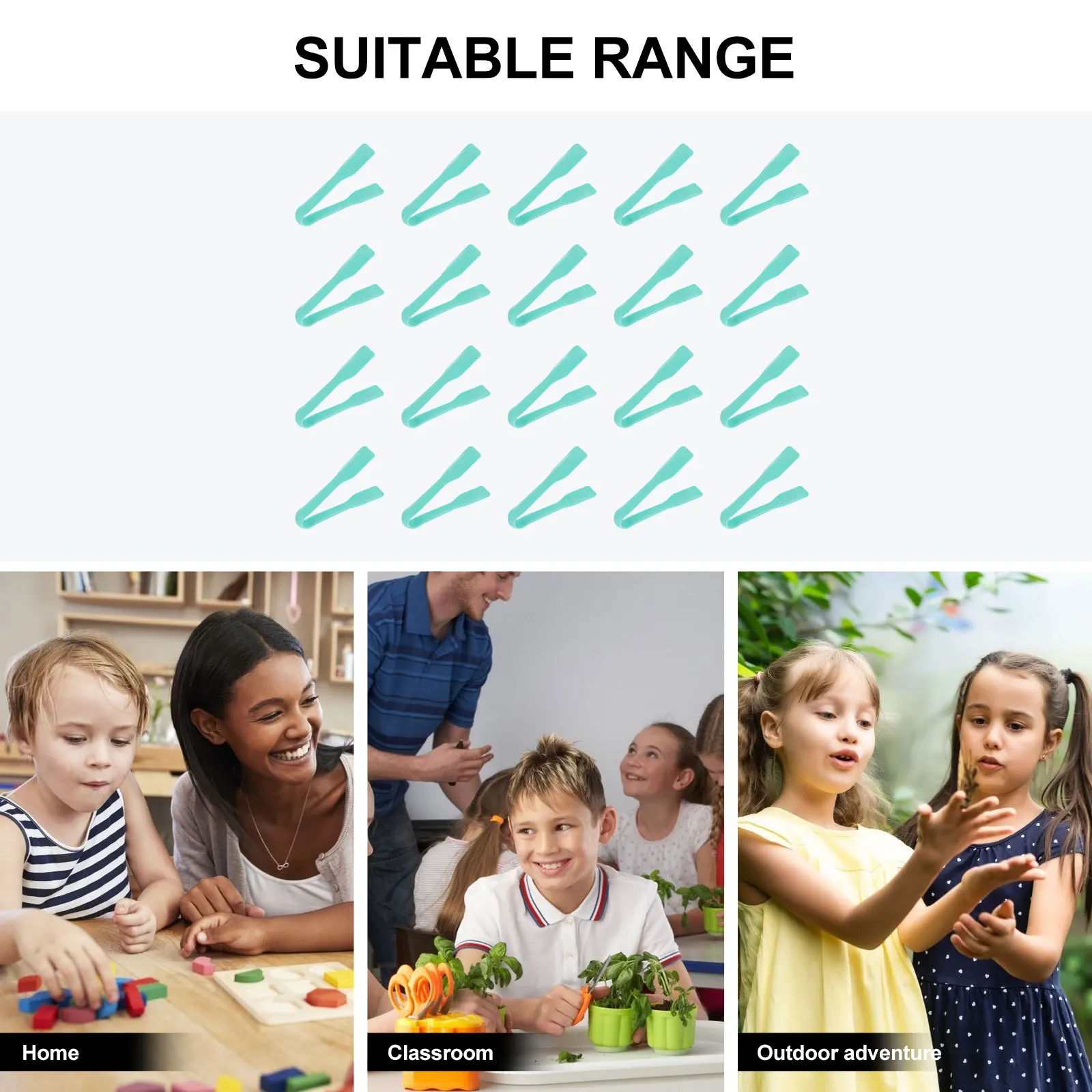 

20Pcs Kids Plastic Tweezers Fine Motor Skill Trainer Lightweight Durable Catcher Tongs for Girls Age 4-5 Brain Imagination