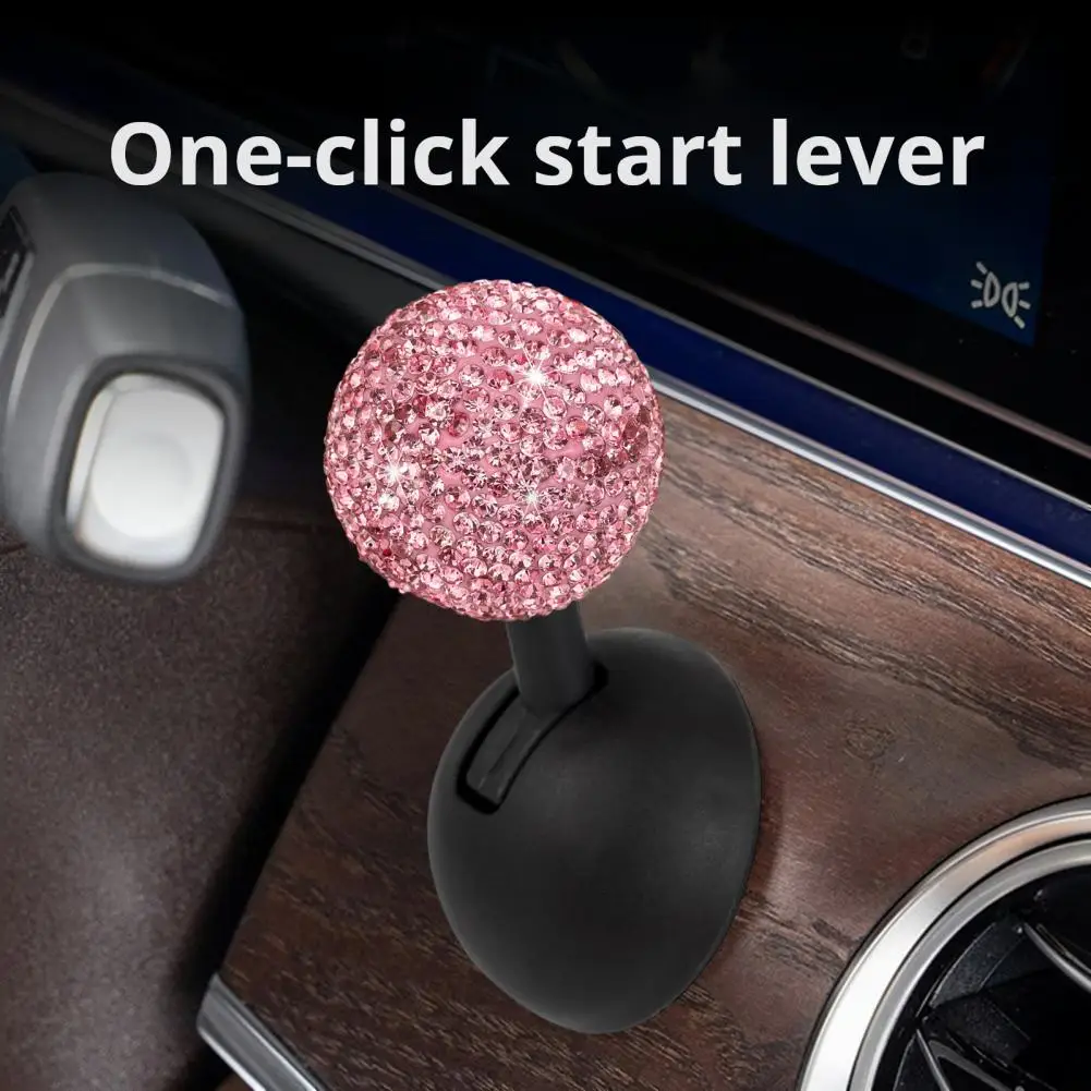 

Decorative Car One-Button Start Lever Ornament Easy to Install Shiny Rhinestone Ball-bar Rocker Joystick Car Interior Accessorie