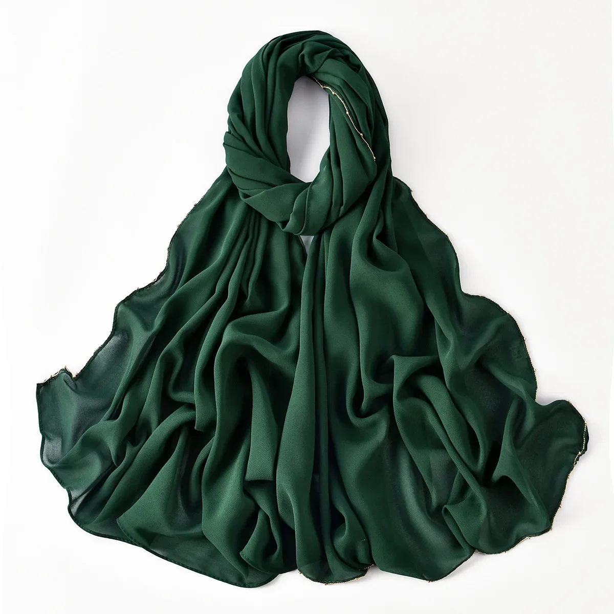 Fashion Chiffon Beads Scarf Women Long Scarves Shawl Wrap Turban Muslim Hijab Bandanas Headband Bufanda Foulard Turbante Mujer