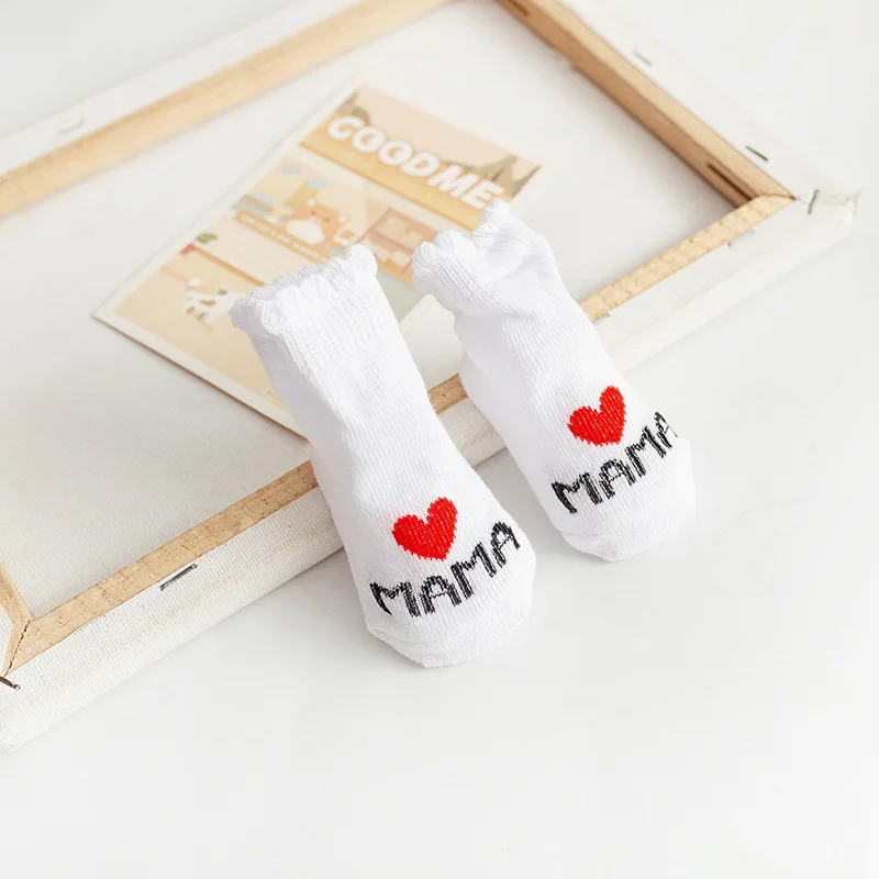 Newborn Baby Children\'s Socks Baby Pure Cotton Socks Summer Thin Cartoon Princess Newborn Love Dad Love Mom Cute Striped Socks