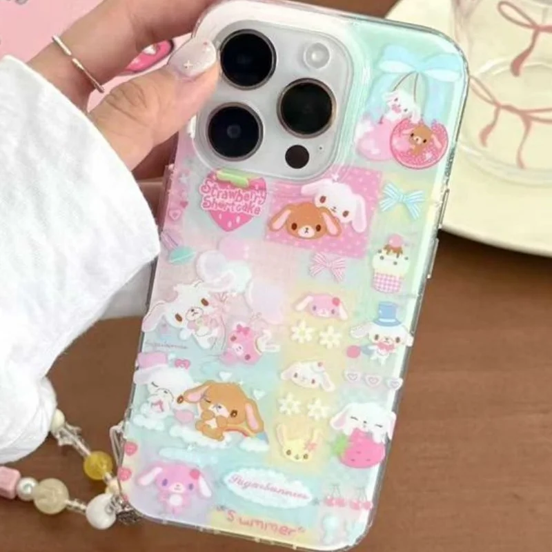 

Sugarbunnies Kawaii Kawaii Phone Case Suitable for IPhone 16 15Pro Double-layer Dessert Series Phone Protective Case HolidayGift