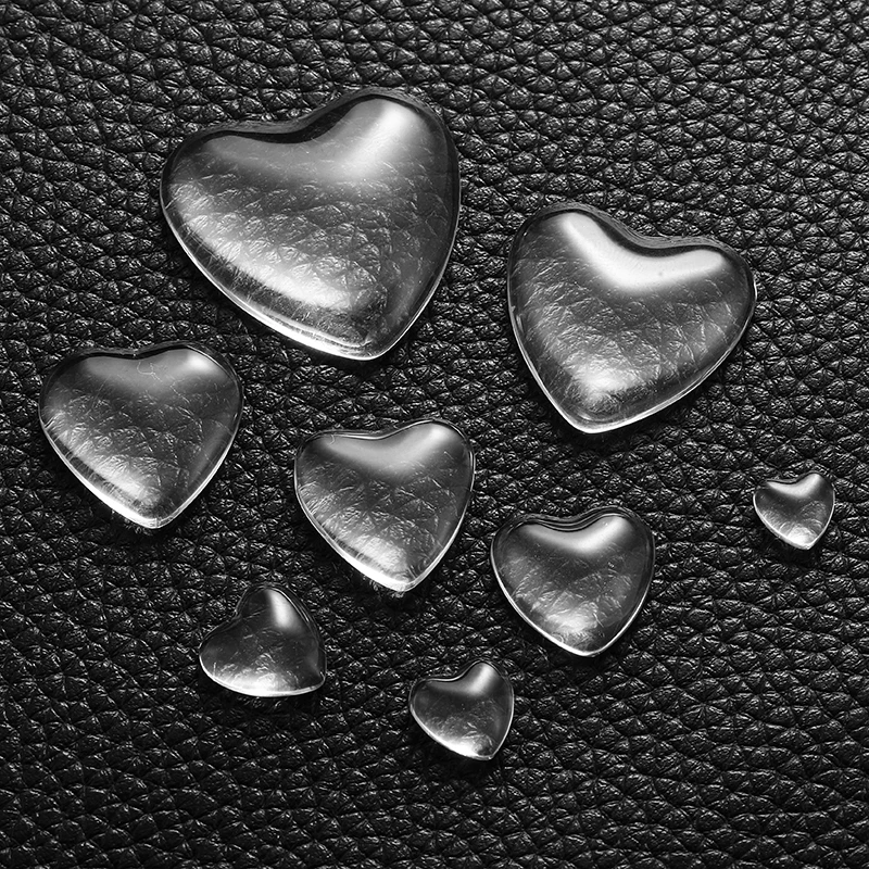

10-50pcs 8-30 mm Heart Shape Flat Back Glass Cabochon Transparent Clear Crystal Cabochon Cameo For Diy Jewelry Making Supplies