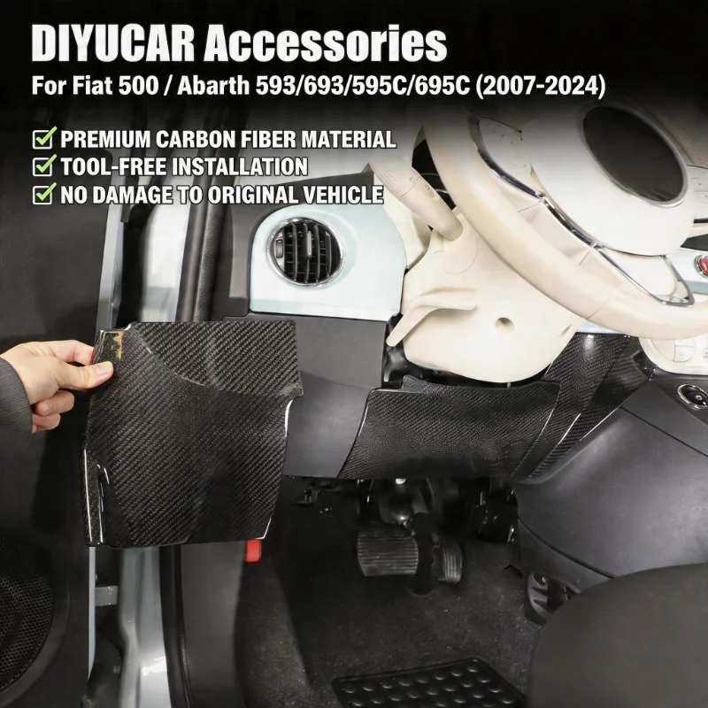 

Для Abarth 595 695 595C 695C, Fiat 500 500C 2007-2024: Накладки из настоящего карбона на приборную панель и подрулевые элементы, аксессуары для отделки.